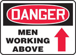 Accuform 10" x 14" Adhesive Vinyl Safety Sign "DANGER MEN WORKING ABOV..", Red/Black On White (MCRT016VS)