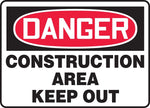 Accuform Signs® 7" x 10" Plastic Safety Sign "DANGER CONSTRUCTION AREA KEEP..", Red/Black On White