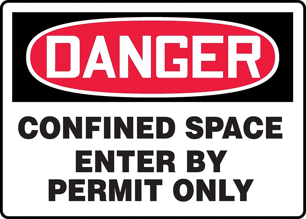 Accuform 10" x 14" Aluminum Confined Space Sign "DANGER CONFINED..", Red/Black On White (MCSP134VA)