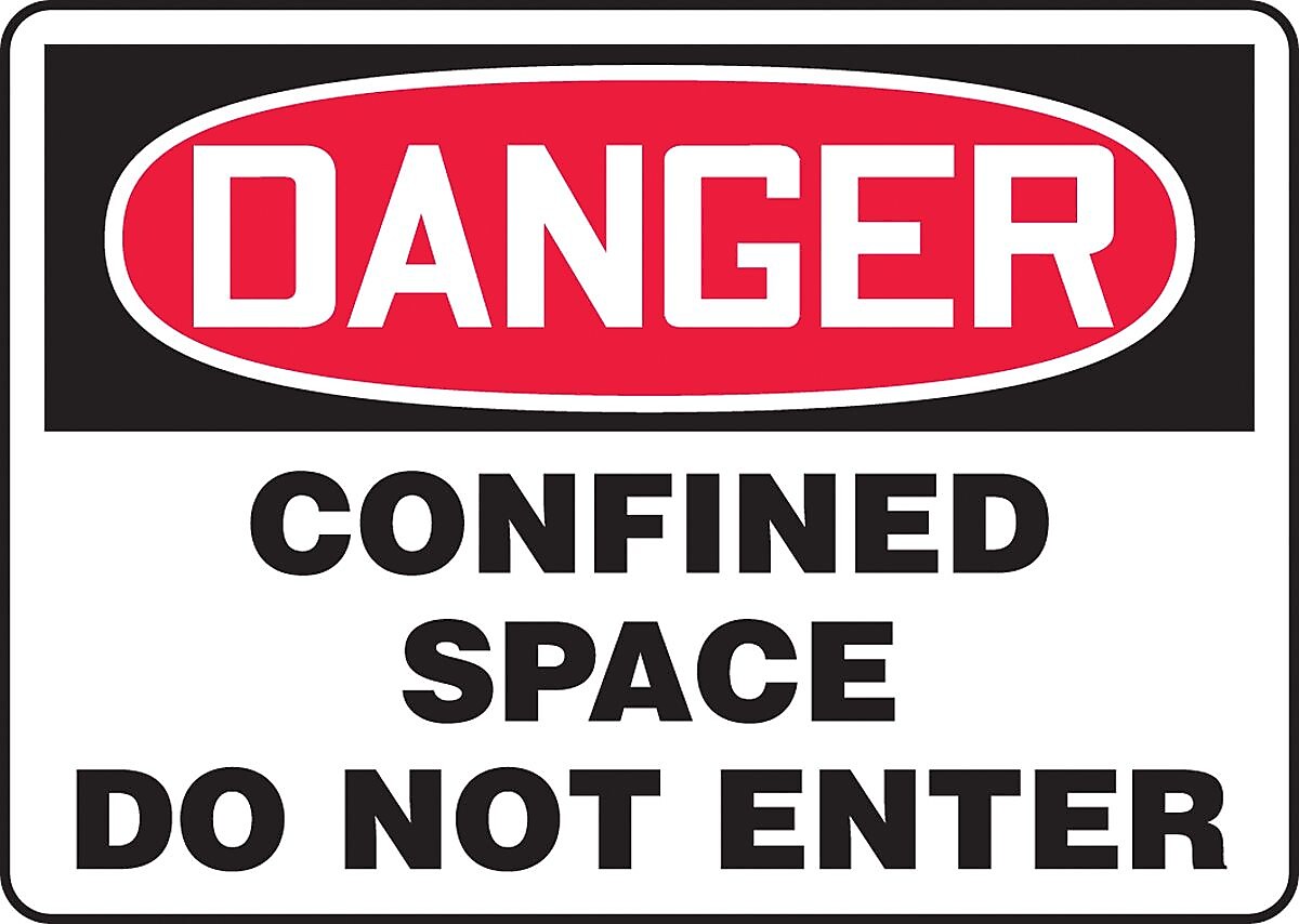 Accuform 10" x 14" Aluminum Confined Space Sign "DANGER CONFINED SPACE..", Red/Black On White (MCSP230VA)