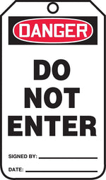 Accuform 5 3/4" x 3 1/4" RP-Plastic Safety Tag "DANGER DO NOT ENTER", Red/Black On White, 25/Pack (MDT187PTP)