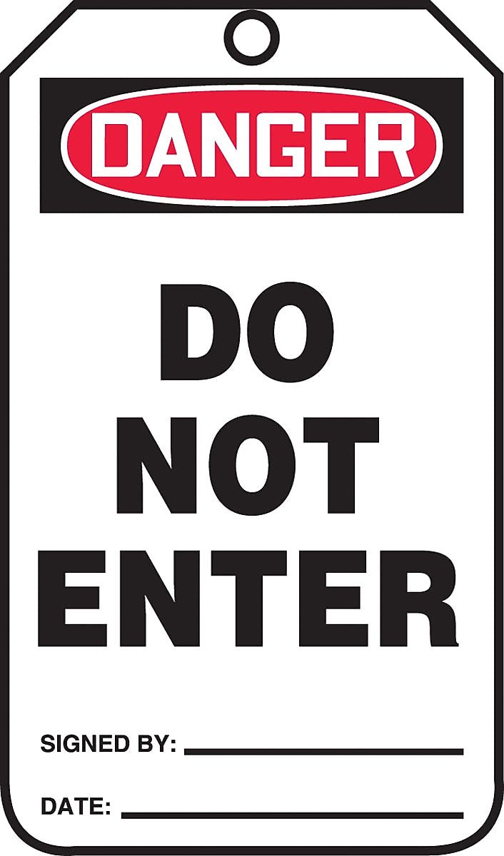 Accuform 5 3/4" x 3 1/4" RP-Plastic Safety Tag "DANGER DO NOT ENTER", Red/Black On White, 25/Pack (MDT187PTP)
