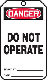 Accuform 5 3/4" x 3 1/4" RP-Plastic Safety Sign "DANGER DO NOT OPERATE", Red/Black On White, 25/Pack (MDT189PTP)