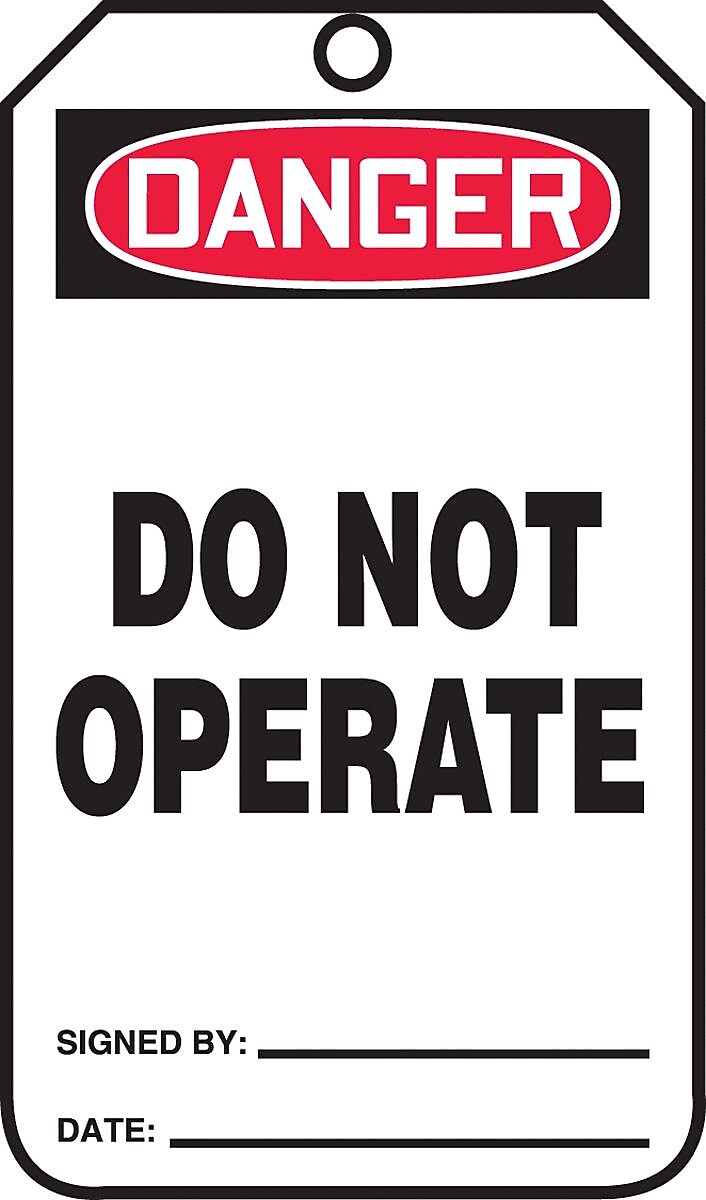 Accuform 5 3/4" x 3 1/4" RP-Plastic Safety Sign "DANGER DO NOT OPERATE", Red/Black On White, 25/Pack (MDT189PTP)