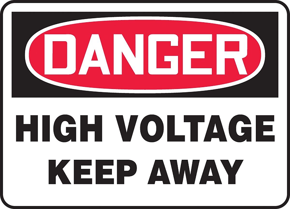 Accuform 10" x 14" Vinyl Electrical Sign "DANGER HIGH VOLTAGE KEEP..", Red/Black On White (MELC040VS)
