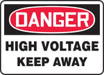 Accuform 10" x 14" Vinyl Electrical Sign "DANGER HIGH VOLTAGE KEEP..", Red/Black On White (MELC040VS)