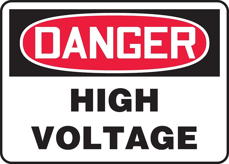 Accuform 7" x 10" Vinyl Electrical Sign "DANGER HIGH VOLTAGE", Red/Black On White (MELC113VS)
