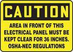 Accuform 10" x 14" Vinyl Safety Sign "CAUTION AREA IN FRONT OF THIS..", Black on Yellow (MELC625VS)