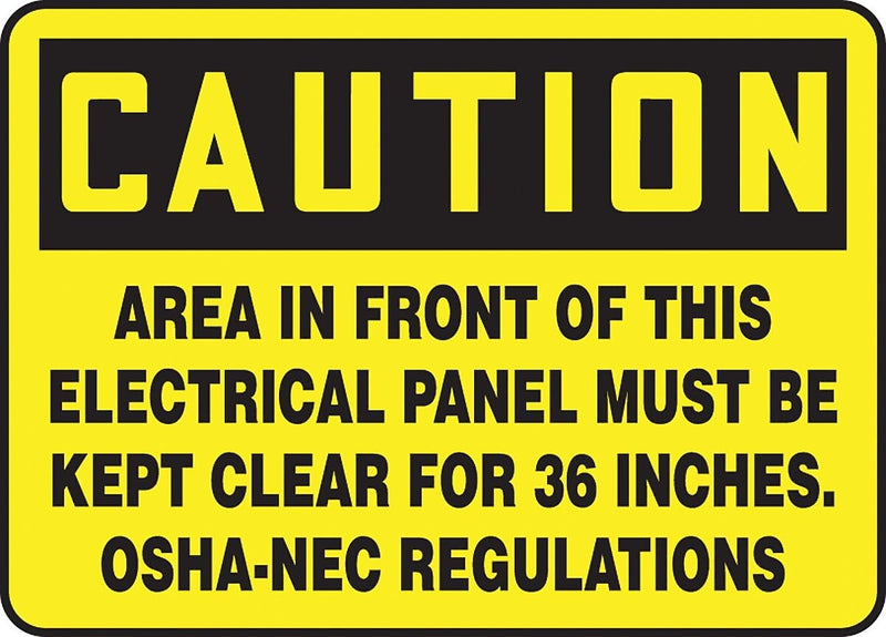 Accuform 10" x 14" Vinyl Safety Sign "CAUTION AREA IN FRONT OF THIS..", Black on Yellow (MELC625VS)