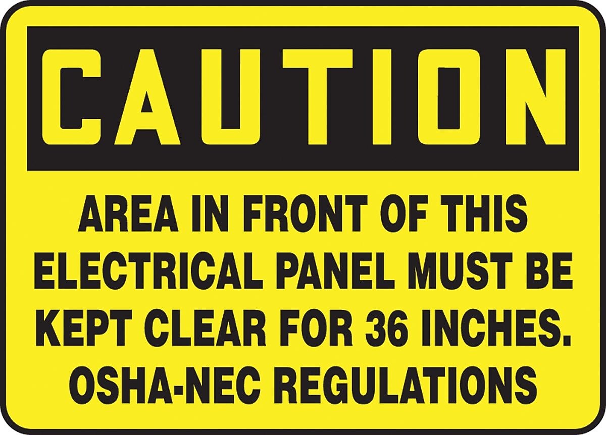 Accuform 7" x 10" Vinyl Safety Sign "CAUTION AREA IN FRONT OF THIS..", Black on Yellow (MELC639VS)