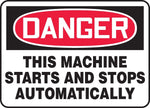 Accuform 10" x 14" Vinyl Safety Sign "DANGER THIS MACHINE STARTS..", Red/Black On White (MEQM152VS)