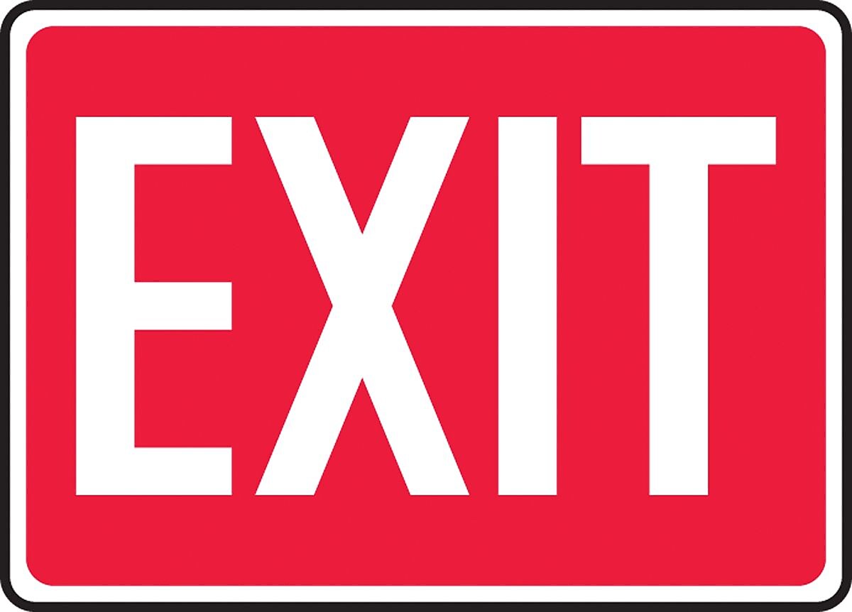 Accuform 7" x 10" Adhesive Vinyl Safety Sign "EXIT", White On Red (MEXT562VS)