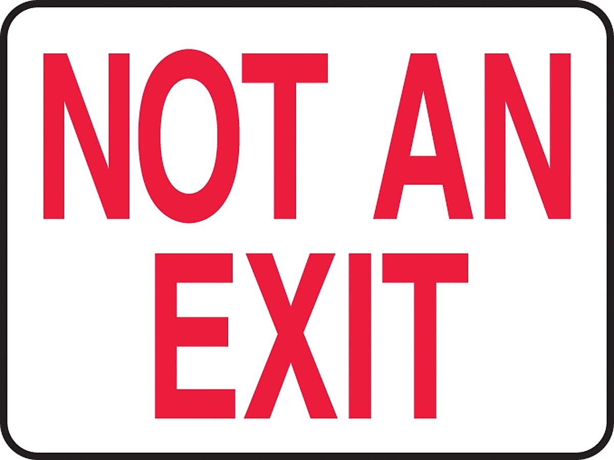 Accuform 10" x 14" Aluminum Safety Sign "NOT AN EXIT", Red On White (MEXT911VA)