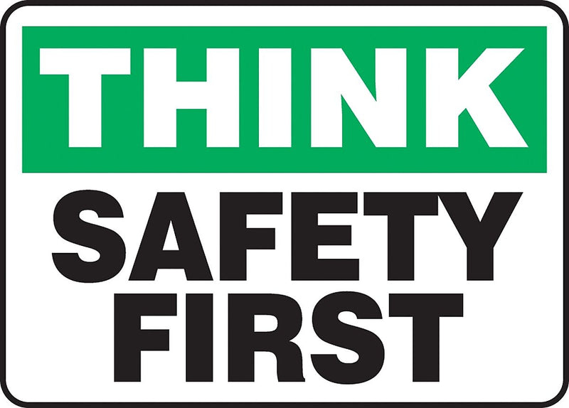 Accuform 10" x 14" Plastic Safety Incentive Sign "THINK SAFET..", Green/Black On White (MGNF940VP)
