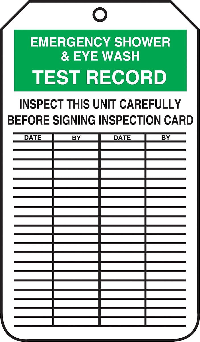 Accuform 5 3/4" x 3 1/4" Cardstock Equipment Status Tag "EMERGENCY..", Green/Black On White, 25/Pack (MGT207CTP)