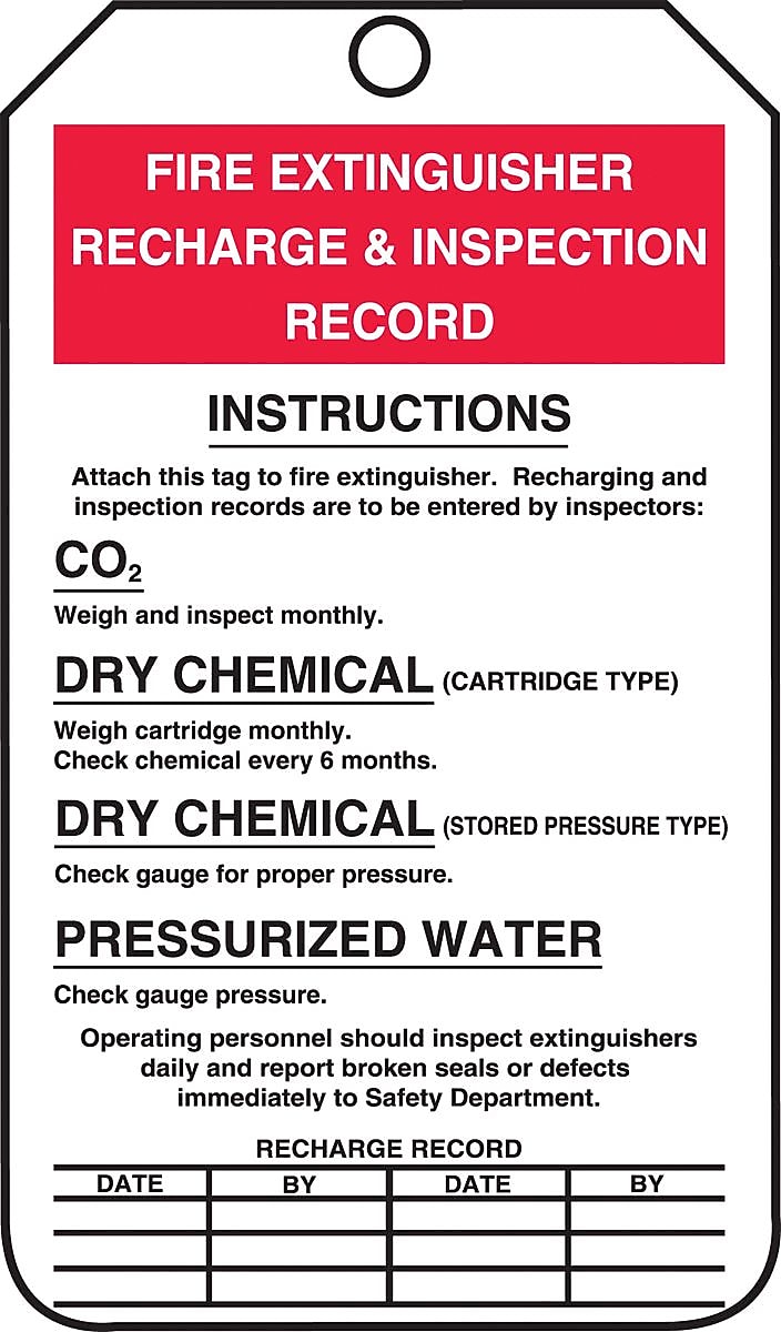 Accuform 5 3/4" x 3 1/4" PF-Cardstock Fire Inspection Tag "FIRE..", Red/Black On White, 25/Pack (MGT208CTP)