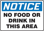 Accuform 10" x 14" Plastic Housekeeping Sign "NOTICE NO FOOD..", Blue/Black On White (MHSK838VP)
