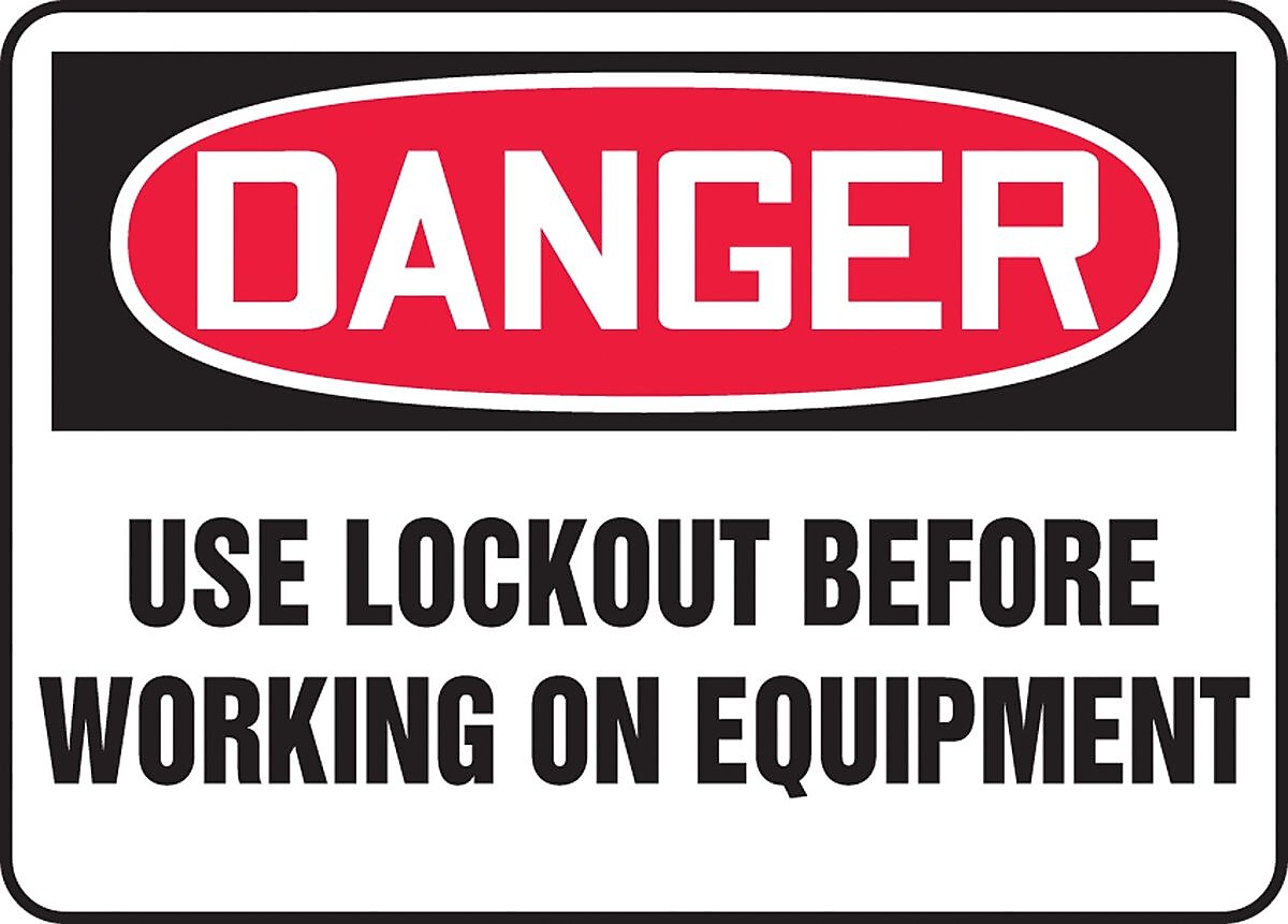 Accuform 10" x 14" Plastic Safety Sign "DANGER USE LOCKOUT BEFORE..", Red/Black On White (MLKT016VP)