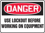 Accuform 10" x 14" Plastic Safety Sign "DANGER USE LOCKOUT BEFORE..", Red/Black On White (MLKT016VP)