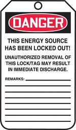 Accuform 5 3/4" x 3 1/4" PF-Cardstock Lockout Tag "DANGER DO NOT START", Red/Black On White, 25/Pack (MLT403CTP)