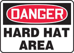 Accuform 10" x 14" Vinyl PPE Safety Sign "DANGER HARD HAT AREA", Red/Black On White (MPPA005VS)