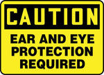 Accuform 10" x 14" Plastic Safety Sign "CAUTION EAR AND EYE PROTECTION..", Black On Yellow (MPPA608VP)