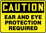 Accuform 7" x 10" Plastic Safety Sign "CAUTION EAR AND EYE PROTECTION..", Black On Yellow (MPPE436VP)