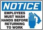 Accuform 10" x 14" Plastic Housekeeping Sign "NOTICE EMPLOYEES MUST..", Blue/Black On White (MRST805VP)