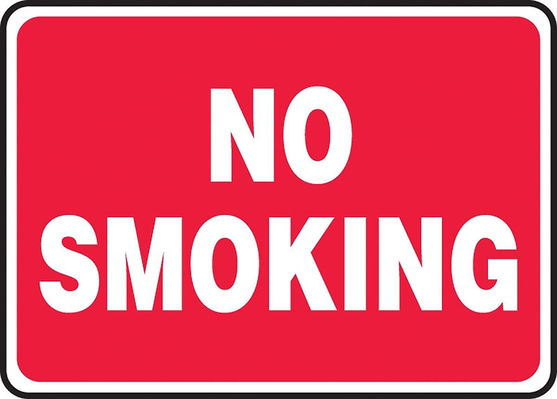 Accuform 7" x 10" Aluminum Smoking Control Sign "NO SMOKING", White On Red (MSMK423VA)