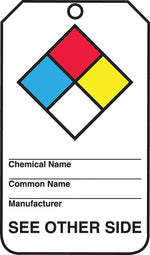 Accuform RP-Plastic Hazardous Material Tag "NFPA Diamond..", Blue/Red/Yellow/Black On White, 25/Pack (THS101PTP)