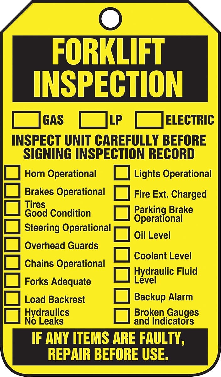 Accuform 5 3/4" x 3 1/4" RP-Plastic Status Tags "FORKLIFT..", Black On Yellow, 25/Pack (TRS305PTP)