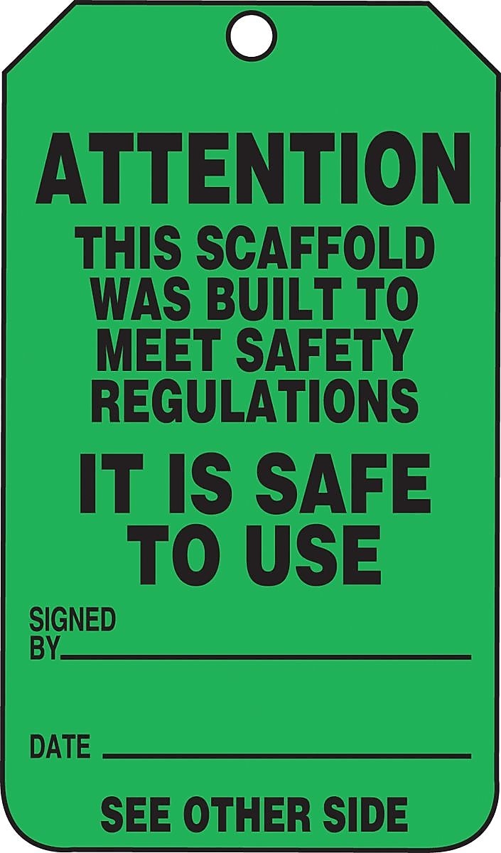 Accuform 5 3/4" x 3 1/4" PF-Cardstock Safety Tags "ATTENTION..", Black On Green, 25/Pack (TRS328CTP)