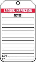 Accuform 5 3/4" x 3 1/4" PF-Cardstock Ladder Status Tag "LADDER..", Red/Black On White, 25/Pack (TRS340CTP)