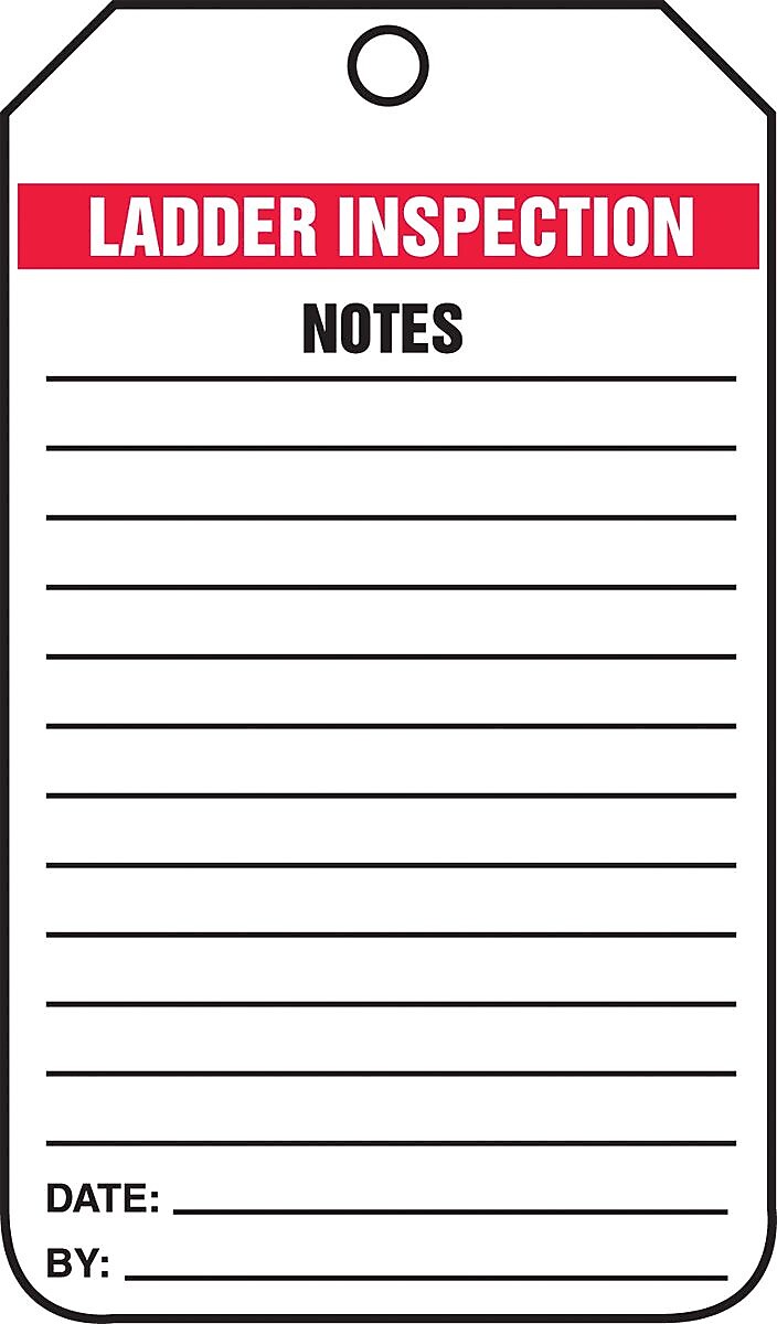 Accuform 5 3/4" x 3 1/4" PF-Cardstock Ladder Status Tag "LADDER..", Red/Black On White, 25/Pack (TRS340CTP)