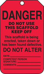 Accuform 5 3/4" x 3 1/4" PF-Cardstock Scaffold Status Tag "DANGER DO NOT USE..", Black On Red, 25/Pack (TSS101CTP)