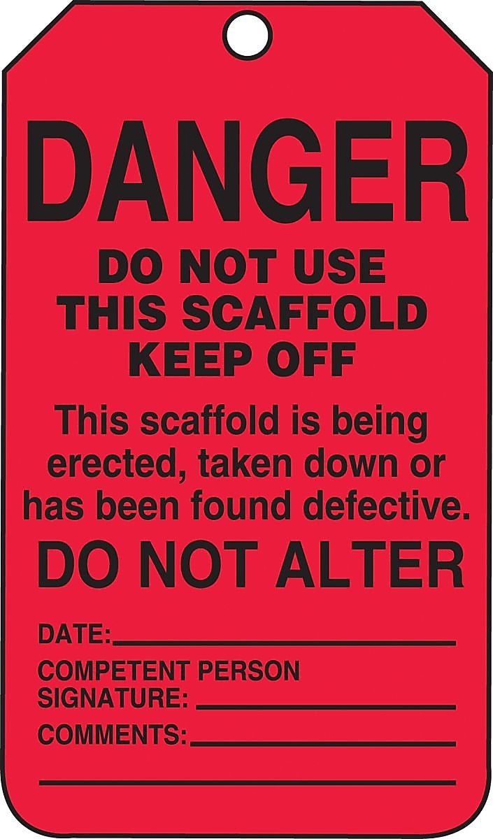 Accuform 5 3/4" x 3 1/4" RP-Plastic Scaffold Status Tag "DANGER DO NOT USE..", Black On Red, 25/Pack (TSS101PTP)