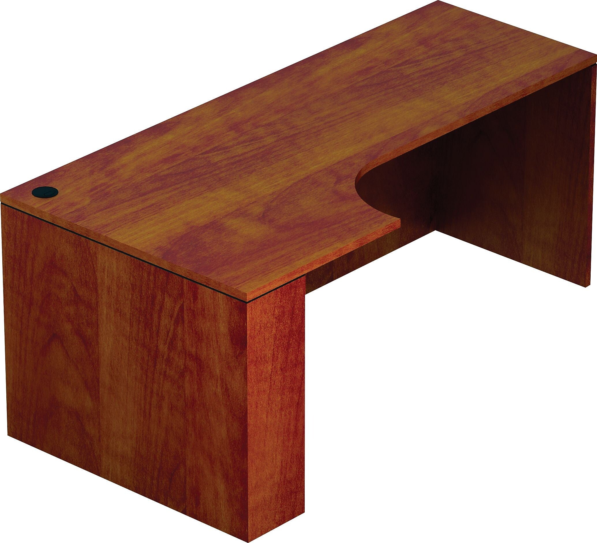 Offices To Go Superior Laminate Credenza with Left Corner Extension, American Dark Cherry Laminate, 71W x 24/36D x 29.5H