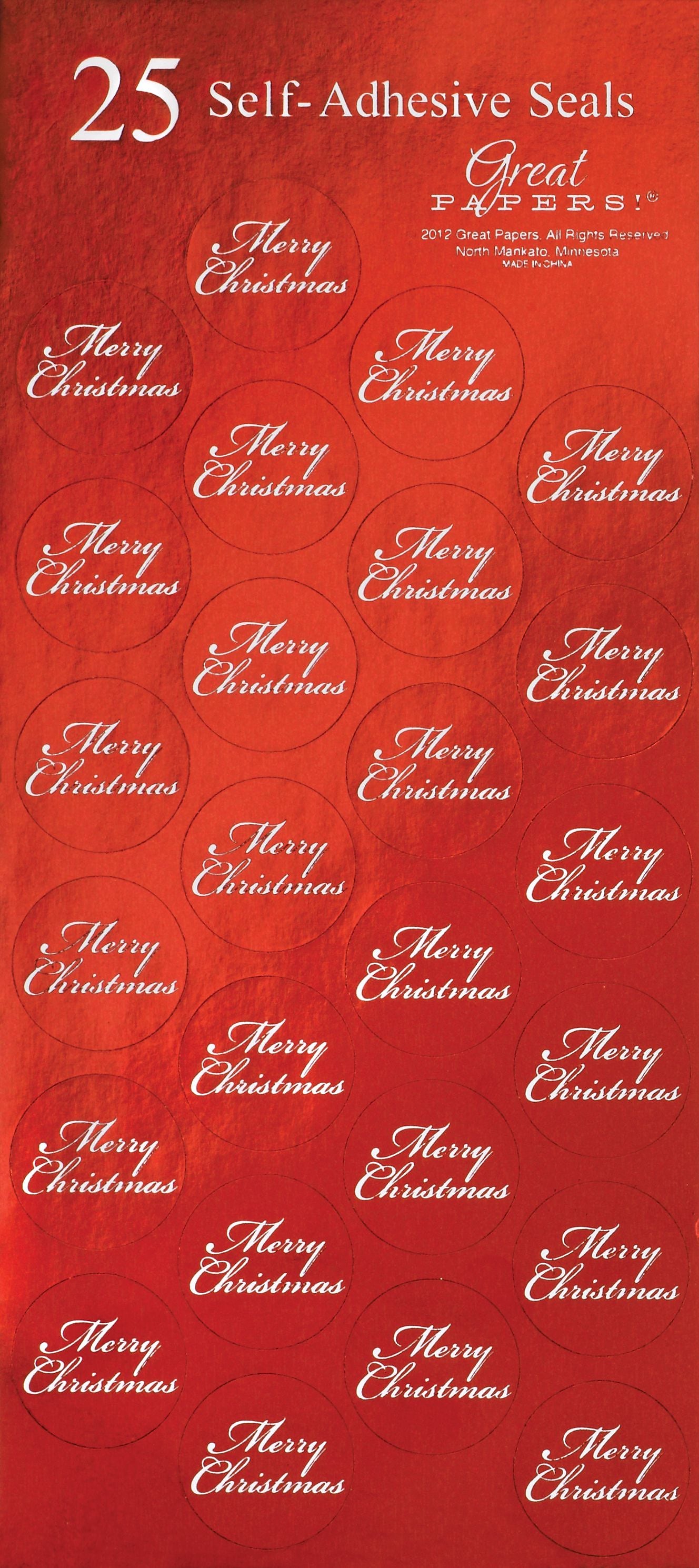 Great Papers® Holiday Seals Red Merry Christmas, 50/Count (2011624PK2)