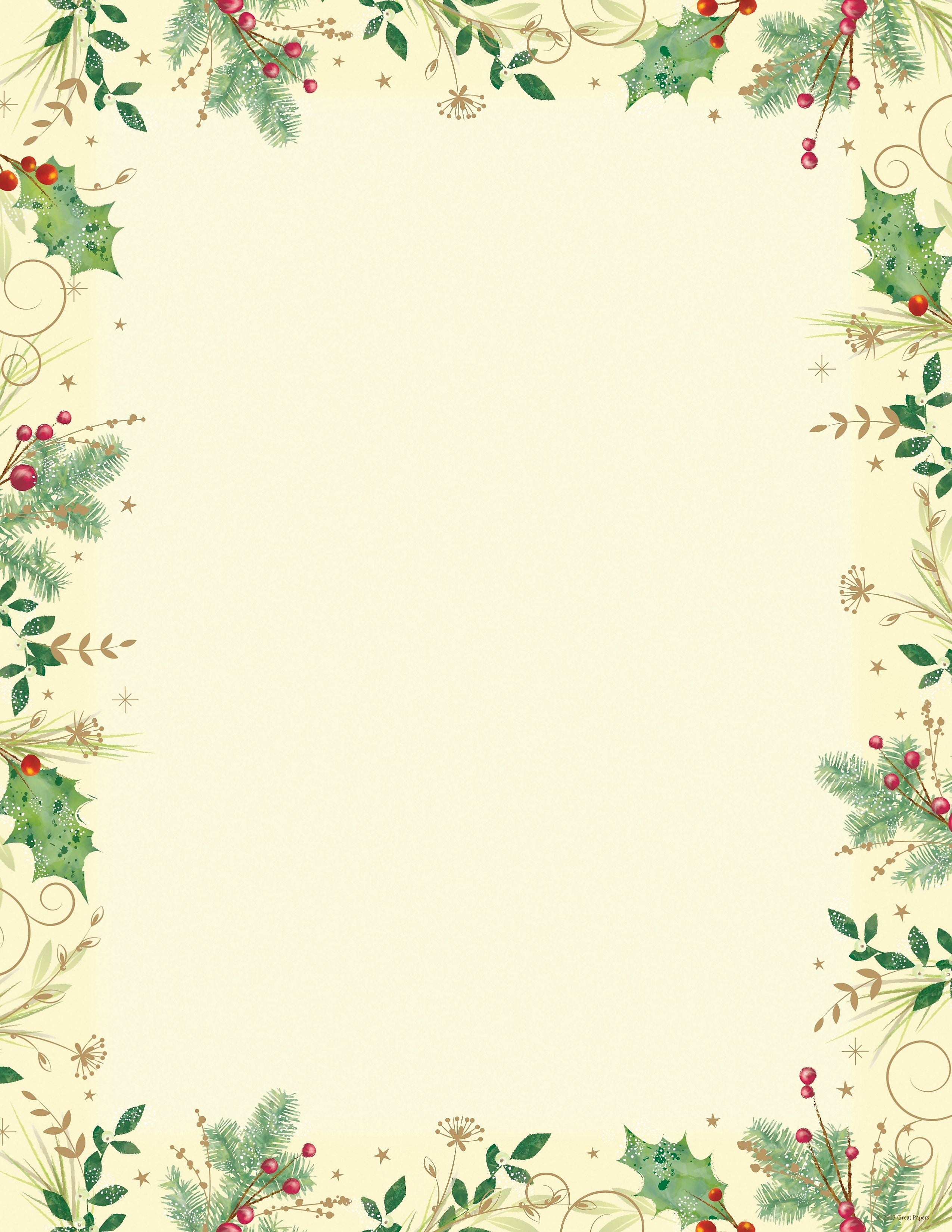 Great Papers Holiday Stationery Holly Branches, 80/Count (2013242)