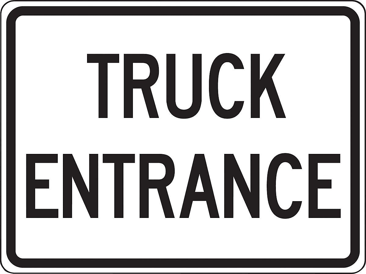Accuform 18" x 24" Reflective Aluminum Facility Traffic Sign "TRUCK ENTRANCE", Black On White (FRR045RA)