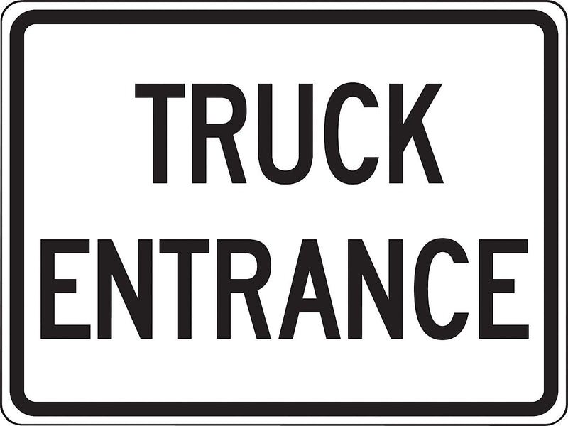 Accuform 18" x 24" Reflective Aluminum Facility Traffic Sign "TRUCK ENTRANCE", Black On White (FRR045RA)
