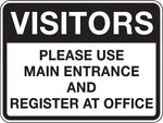 Accuform 18" x 24" Reflective Aluminum Facility Traffic Sign "VISITORS..", Black On White (FRR288RA)