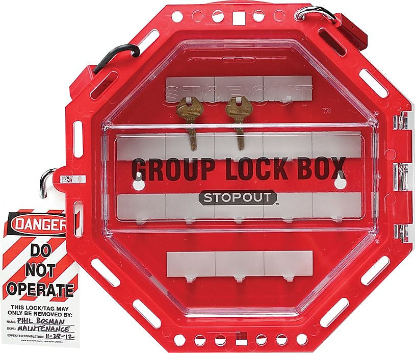 Accuform STOPOUT Look n Stop Plastic Group Lock Box, Red (KCC624)
