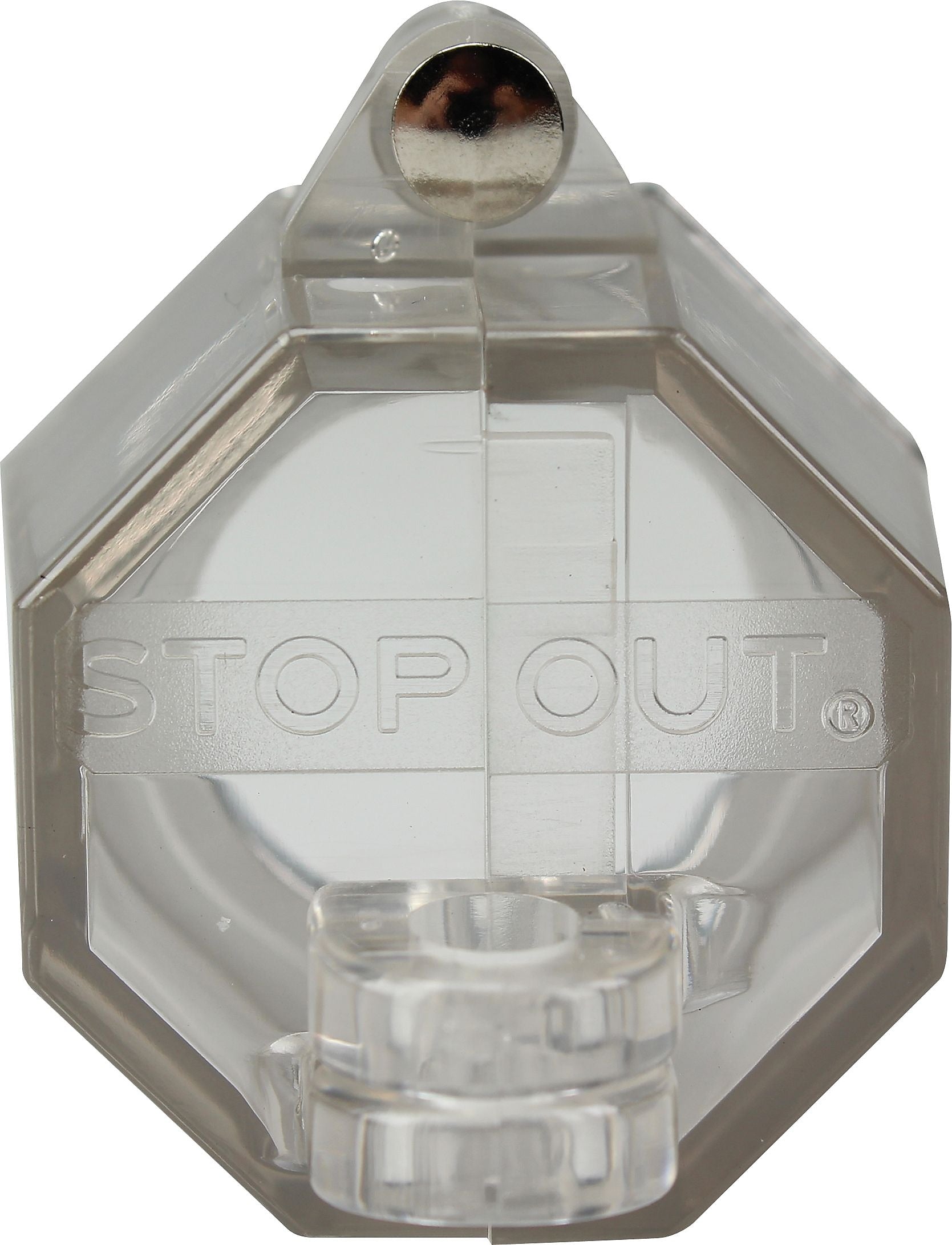Accuform Signs® STOPOUT® Push Button Lockout With 22.5 mm Base With Steel Hinge Pin, Clear