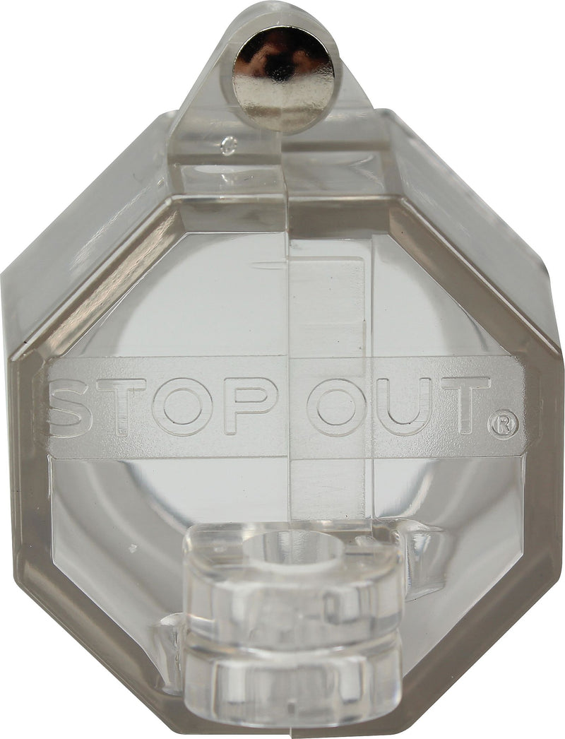 Accuform Signs® STOPOUT® Push Button Lockout With 22.5 mm Base With Steel Hinge Pin, Clear