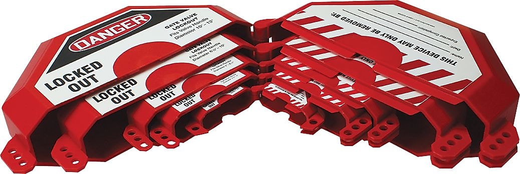 Accuform STOPOUT Gate Valve Lockout For 6 1/2" - 10" Valve Handles; Red (KDD473)
