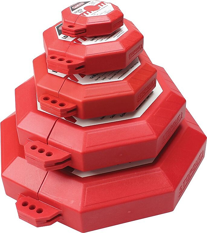 Accuform STOPOUT Gate Valve Lockout For 6 1/2" - 10" Valve Handles; Red (KDD473)