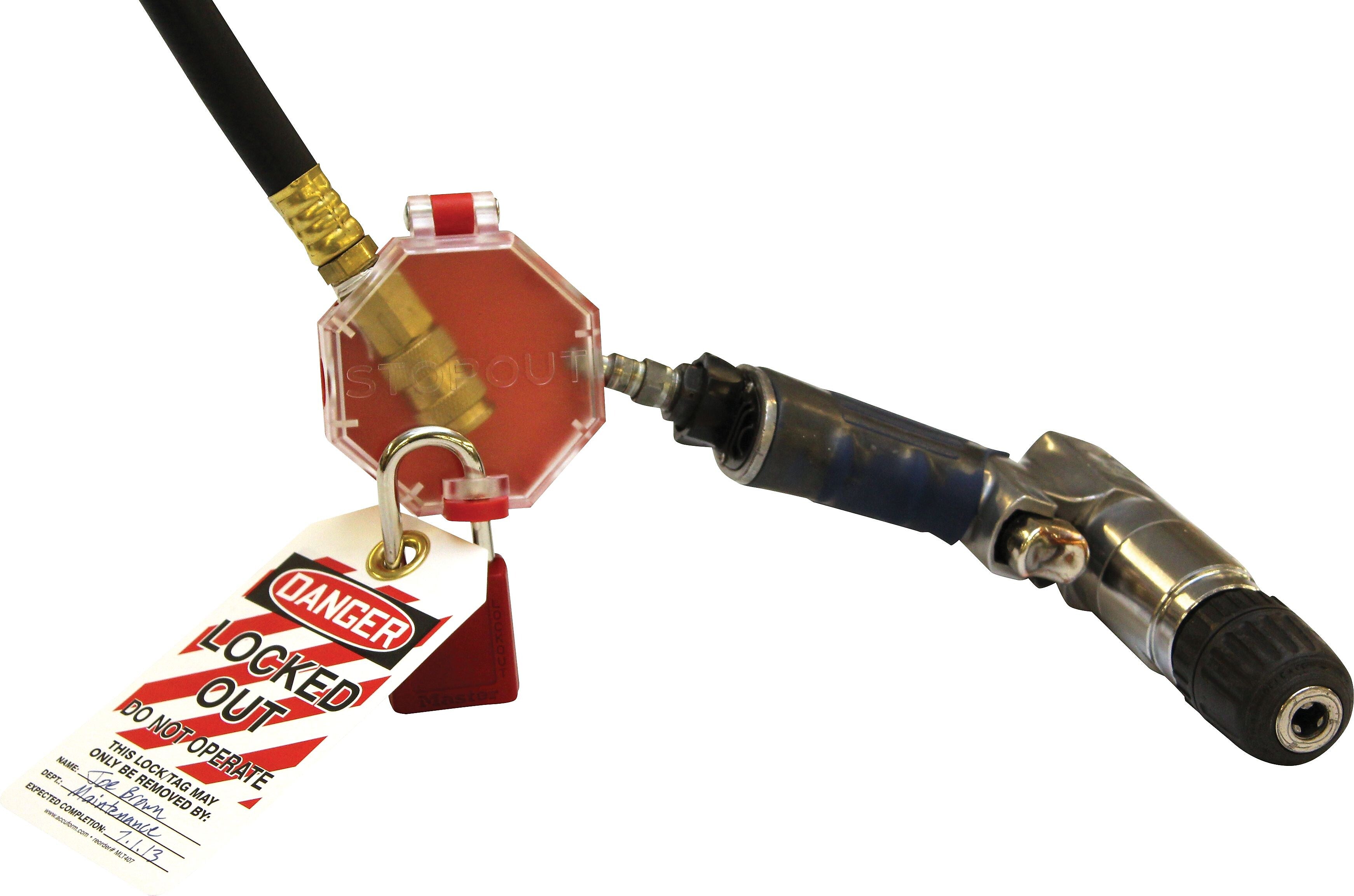 Accuform STOPOUT Versatile Pneumatic Plastic End Fittings Lockout With Hinge Pin; Red/Clear (KDD480)