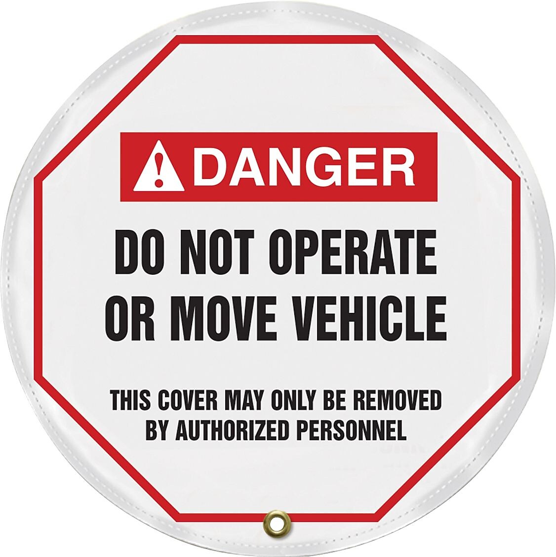 Accuform 24" Vinyl ANSI Steering Wheel Cover "DANGER DO NOT OPERATE..", Black/Red On White (KDD736)