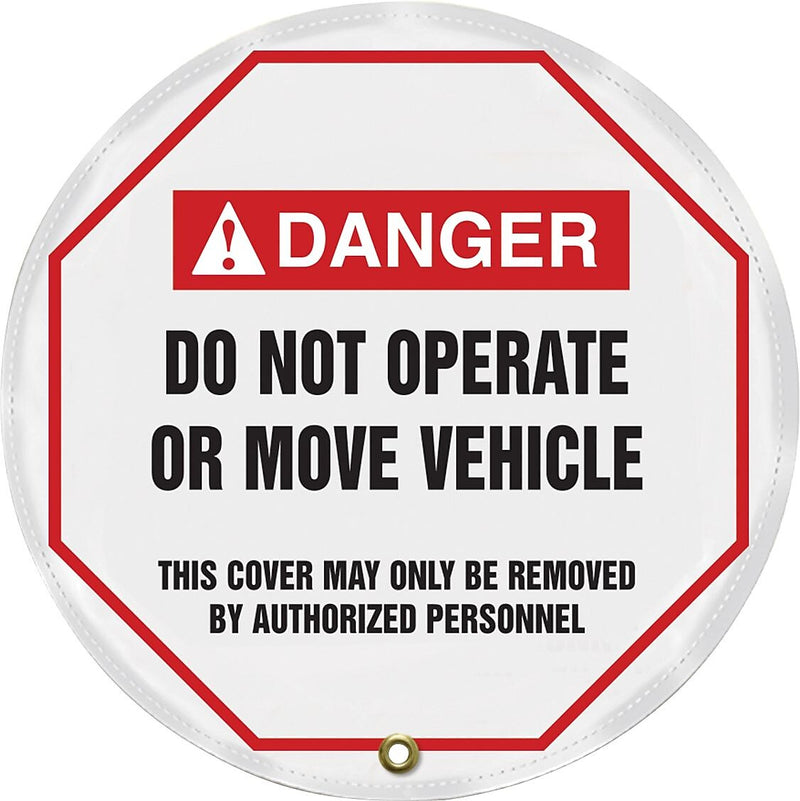 Accuform 24" Vinyl ANSI Steering Wheel Cover "DANGER DO NOT OPERATE..", Black/Red On White (KDD736)